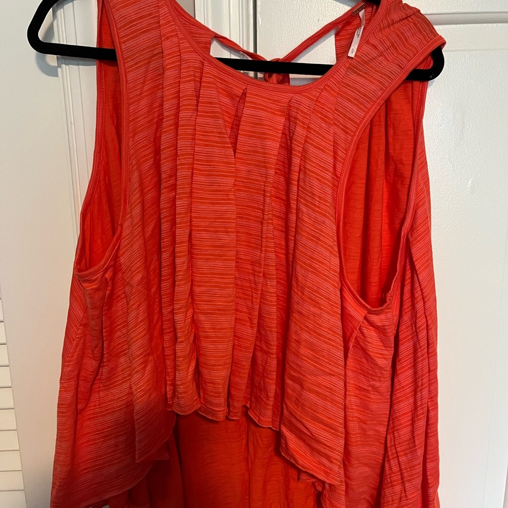 Free People Red Asymmetrical Pleated Crop Top